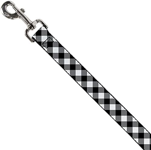 Buckle -down cão coleira diagonal búfalo xadrez preto disponível em diferentes comprimentos e larguras