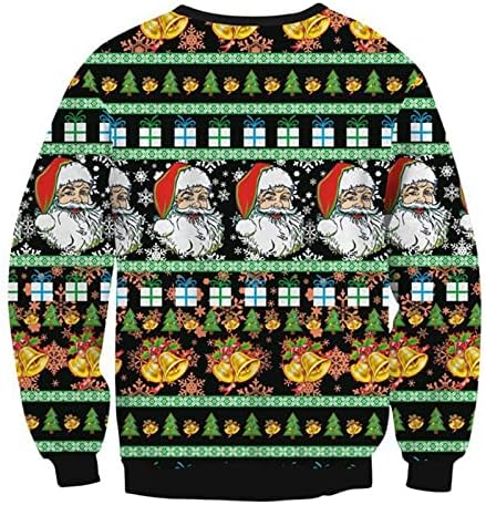Hoodies para homens de tamanho alto outono de natal impressão digital redonda pescoço de manga comprida suéter