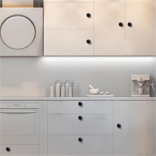 12 peças Botões de vidro de meio -leão branco para gavetas de cômodas, 1,37 x 1,10 em armários de cozinha redondos