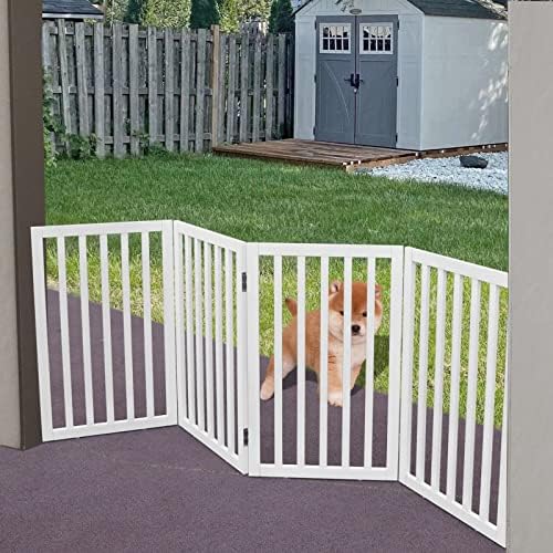 ZJSF portão dobrável de cachorro dobrável para casa extra larga de madeira branca portão escada portão portão