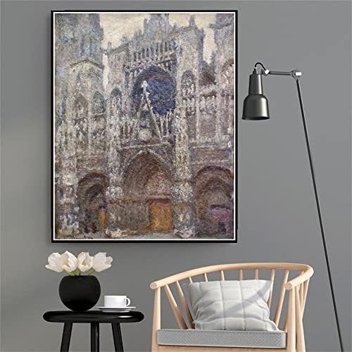 Rouen Cathedral Gray Weather Painting por Claude Monet 5D Diamond Painting Kit para adultos crianças,