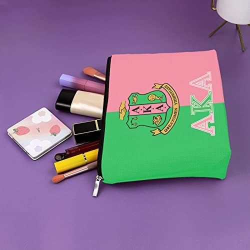 Ouna Green Pink Makeup Bag Bolsa Cosmética Viagem Make Up Pouch Hanketness Case com bolso com zíper para