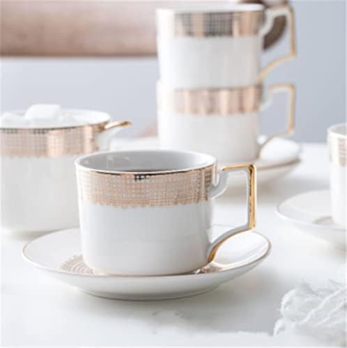 Zlxdp malha dourada de porcelana de chá de chá de xícara de xícara de café com chá de chá de chá de chá de