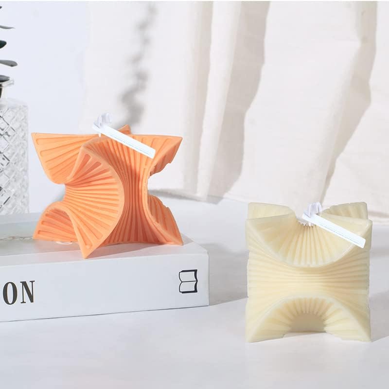 Moldes de vela de cubo com nervuras quadradas de topys, texturas abstratas molde de sabão em