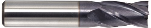 YG-1 E5245 Mill de ponta do nariz quadrado de carboneto, acabamento multicamada Tialn, hélice de 30 graus, 4 flautas, comprimento total de 2,5 , diâmetro de corte de 0,5, diâmetro de haste 0,5