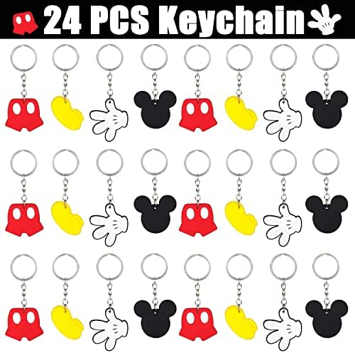 24 PCS Mouse Keychains Desenho de desenho animado Favor Favor Favor Favor Chave de Proteção Antiga de Metal
