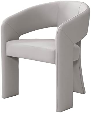 Icônica casa Sinatra Cadeira de jantar Faux Couro estofado Base escultura de traseiro curvo de trás, contemporânea moderna, cinza