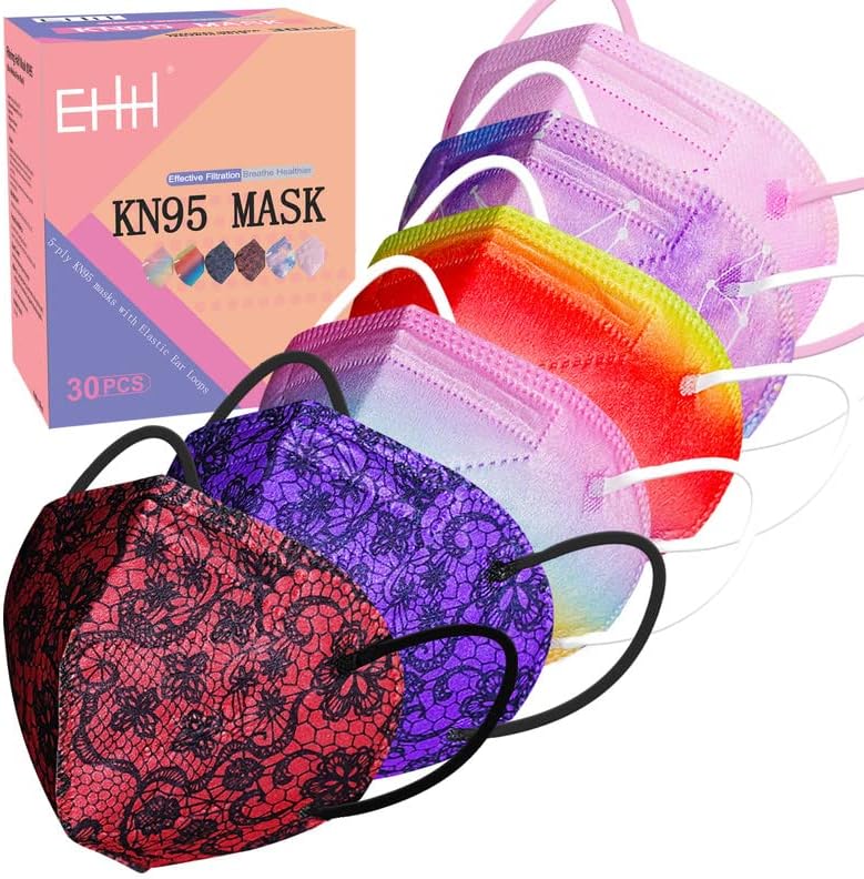 Máscara facial kn95 para adultos, máscara KN95 impressa individualmente embrulhada para homens, 5 camadas respiráveis