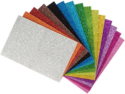 15 Pacote de papel de espuma de glitter autônomo - 8 x12 - 15 cores - Perfeito para artesanato de cartões de férias