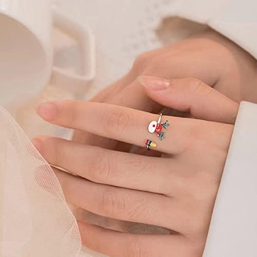 Anéis de decoração de Natal 1pc Christmas Deer Rings Rings para mulheres Anéis de férias