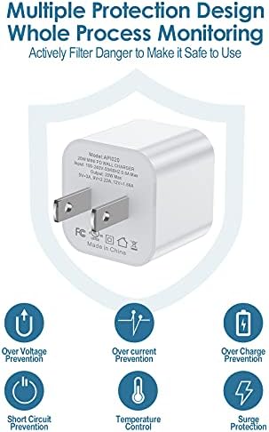 Carregador de parede USB C, carregador rápido de 2-pacote para iPhone, pd3.0 carregador compacto de carregamento