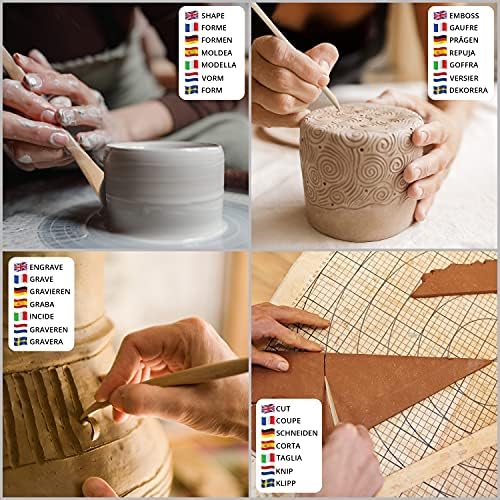 Conjunto de 10 ferramentas de argila de madeira com artesanato de dupla face, modelagem de pontas de cerâmica por TM Curtzy