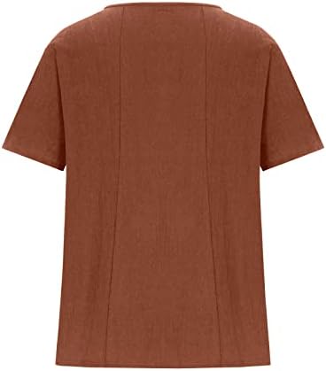 2023 Tops de verão feminino de linho de algodão Top top top casual de manga curta de túnica blusa floral plus size botões camisetas