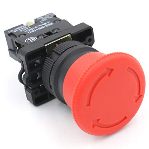 Interruptor de botão de push baomain ZB2-BE102C 22mm NC N/C Red Cogumelos Parada de emergência 600V 10A