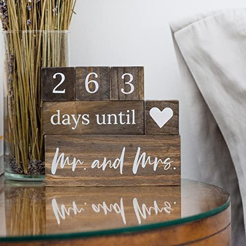 365 Blocos de contagem regressiva de casamento - Noiva do calendário de 2 lados para ser noivado Casais de aniversário