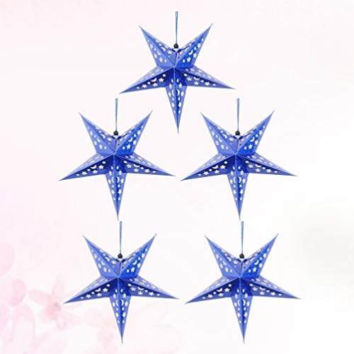 Happyyami 5pcs Glitter Paper Star Lamphade Teto pendurado Ornamento Pentagrama Paper Light Shades Decoração