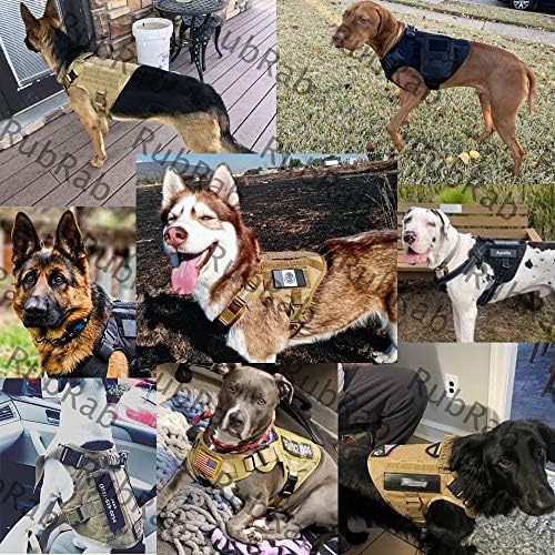 Colete de arnês de cães táticos rubrab com manuseio de treinamento de trabalho militar com fivelas