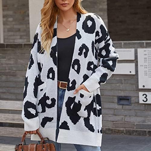 Cardigan suéteres longos blocos de cores frontais abertas de grandes dimensões Cardigãs de caldeira de roupas de malha com bolsos