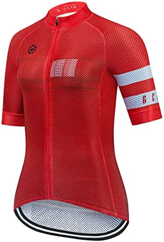 Jersey de ciclismo feminino GCRFL 3+1 bolsos com zíper de mangas curtas camisa de bicicleta de bicicleta Mulheres de malha respirável