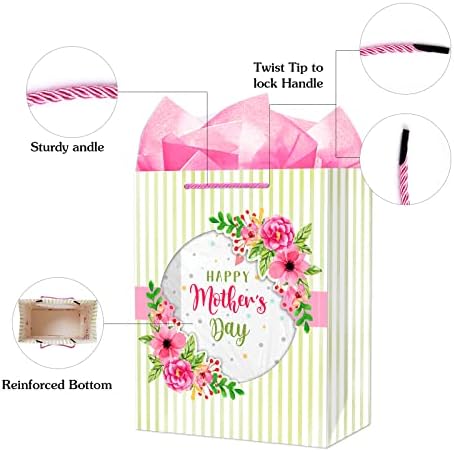 Bolsa de presente do dia das mães do Facraft com papel de seda 11.5 Feliz Dia das Mães Sacos de Presente com janela