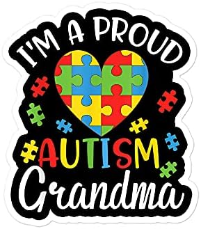 O orgulhoso Autism Grandma Heart Stick, Grand Mother Autism Conscients Sticker