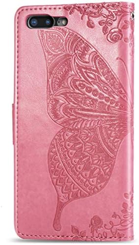 Cotdin para compatível com o iPhone 8 Plus Case Glitter Cheather Flip Wallet Diamond Butterfly Chartbeo Case com