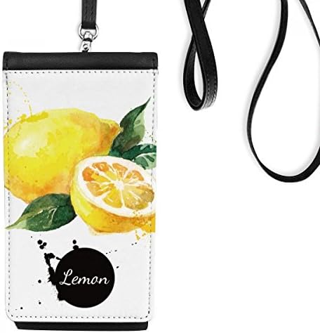 Fruta de limão saboroso saudável aquarela bolsa de carteira de aquarela pendurada bolsa móvel bolso preto