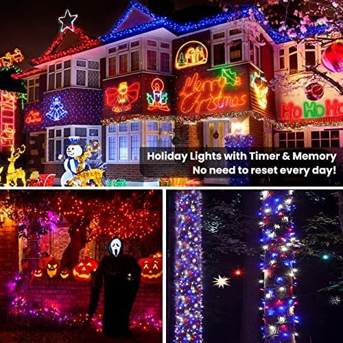 Luzes de Natal Brizled Color Mudança, 66 pés 200 Luzes de Natal LED com Luz de Crismtas ao ar