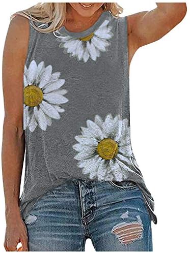 Tampas de tanques de girassol de tamanho grande para mulheres camisetas de camiseta de camiseta impressa de verão de verão