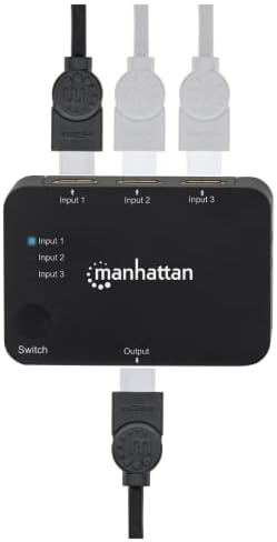 Manhattan 3 Porta Remote HDMI Switch 3 Porta 4K @ 30Hz Power USB