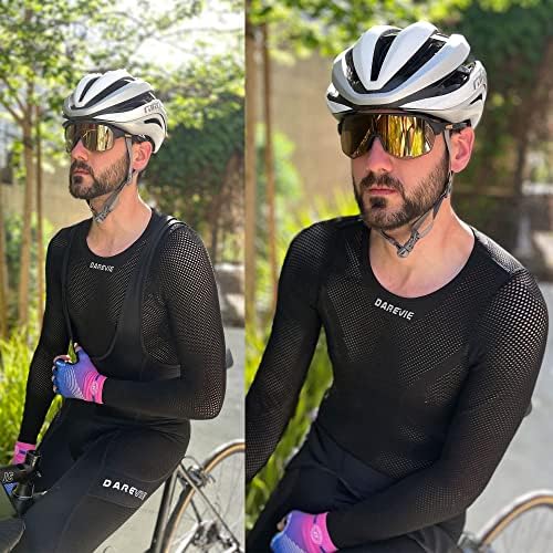 Darevie Men's Cycling Undershirt Mangas compridas, coletes de base de compressão atlética de ciclismo, coletes