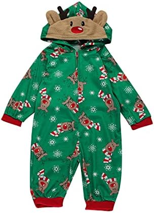 Family Christmas PJS Conjuntos de combinação de cartons fofos de cabos com capuz de jumfos de Natal pijamas