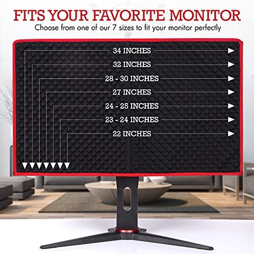 Jubmach Premium Gaming Monitor Tampa | 27 polegadas | Capas de monitor vermelho e preto resistentes