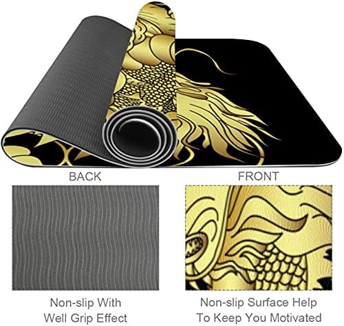 Tapete de ioga extra grosso extra de 6 mm, tradicional chinês de dragão dourado impressão ecológico TPE TECRESSTS