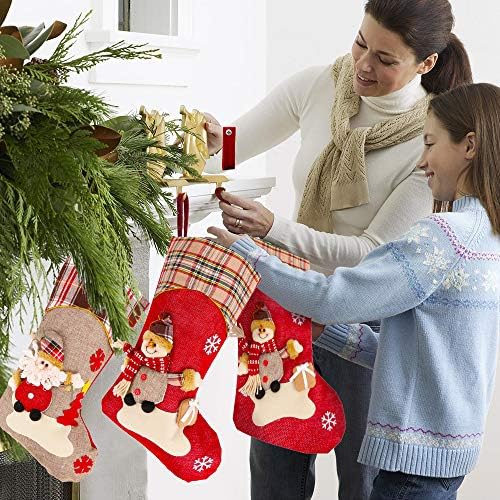 Mingas de Natal de Yashell, 18 Conjunto de 3 Papai Noel - Santa Snowman Rena 3D Plush para decoração de casa