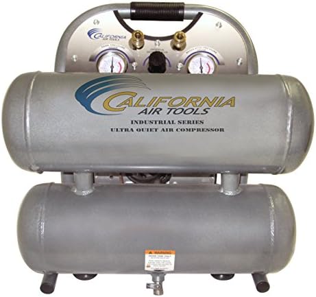 Ferramentas aéreas da Califórnia CAT-4610ELFC 1 HP 4,6 galões Ultra silencioso e sem óleo Tanque de alumínio compressor de ar de pilha dupla