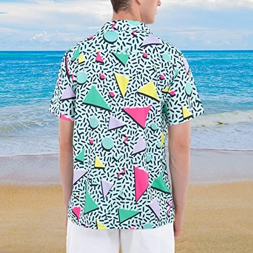Artsadd 80s 90s Hawaiian camisa para homens botão vintage de manga curta Grandes e altos camisas engraçadas
