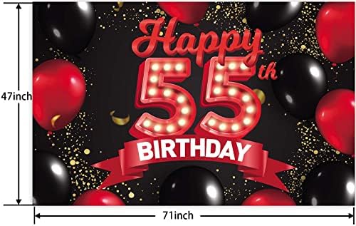 Feliz aniversário de 55 anos de 55º aniversário Red e Black Banner Decorações de Balões Decoração de Tema para Meninas