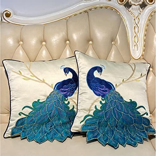 Queenie® - 2 pc pavão/papagaio travesseiro decorativo capa de almofada de almofada de almofada 18x18