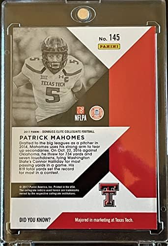 2017 Panini Donruss Elite Patrick Mahomes II Cartão de estreia de futebol - Orange Parallel - Texas Tech Red
