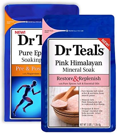 Dr. Teal Pure Epsom Salking Solution Solution Gift - Restaurar e reabastecer com sal do Himalaia rosa, pré