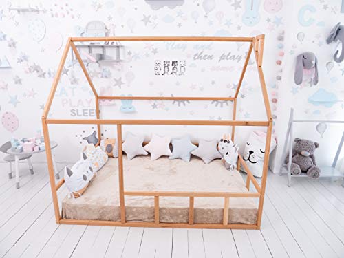 Busywood House Bed for Kids - Criança da casa da criança Montessori, gêmeo, cheio, cama queen, N.wood