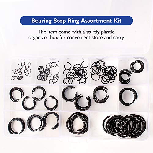 GB895.1 65mn φ4-120 Anel de anel de aço de aço de aço de anel de anel de anel de anel de anel Snap, kit de variedade de anel de parada, mistura anéis redondos para orifícios, 180pcs