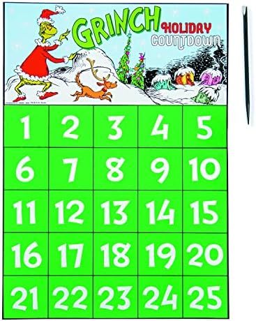 Grinch Scratch 'n Reveal Advent Calendar - Crafts for Kids and Fun Home Ativities, 12 peças