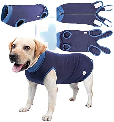 TorJoy Dog Surúrgico Camisa de Zipper de Recuperação de Terno-Pet para Cães e Catos Após a cirurgia-Armazenamento para feridas abdominais Doença de pele-E-colar