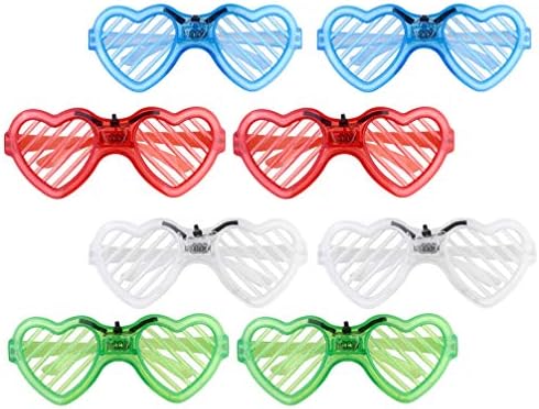 Óculos de led de coração liderados por coração de 8pcs iluminam óculos de sol de festa 2021 Óculos