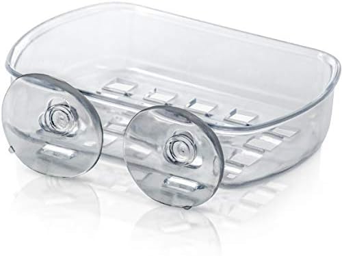 Caixa de sabão Decorrack, suporte com copos de sucção, 5,25 ”de comprimento, prato de plástico de acrílico,