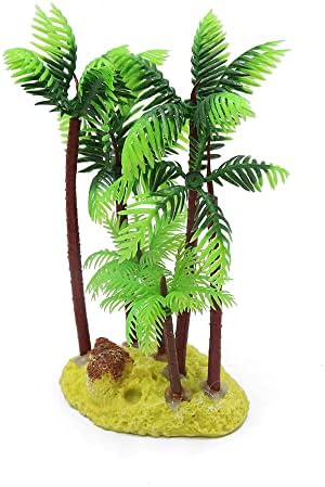 Vocoste Palm Tree Plant Subwater Aquarium Ornament, plástico, marrom verde, 5,4 polegadas