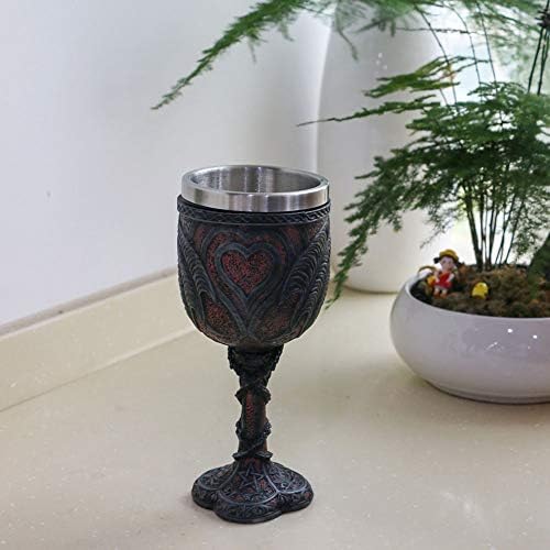 Goblet de vinho de dragão duplo medieval - Dungeons e Dragons Chalice Wine Chalice -7oz de aço inoxidável