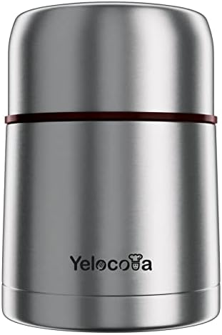 Yelocota Food Thermons, 20 onças de vácuo em aço inoxidável recipientes de almoço, frasco de sopa de boca larga